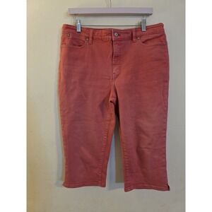 Talbots Flawless Pedal Pusher Pants Women's Size 14 Pink Mid Rise Cotton/Spandex